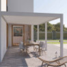 Pergola adossée en alu beige sable avec lames orientable 3x6m Ombrea