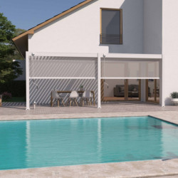 Pergola adossée en alu beige sable avec lames orientable 3x6m Ombrea