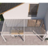 Pergola adossée en alu beige sable avec lames orientable 3x6m Ombrea