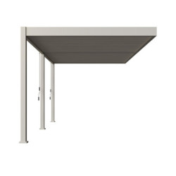Pergola adossée en alu beige sable avec lames orientable 3x6m Ombrea