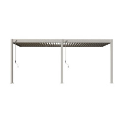 Pergola adossée en alu beige sable avec lames orientable 3x6m Ombrea
