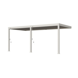 Pergola adossée en alu beige sable avec lames orientable 3x6m Ombrea