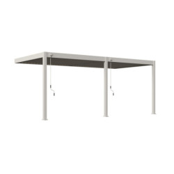 Pergola adossée en alu beige sable avec lames orientable 3x6m Ombrea