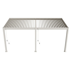 Pergola adossée en alu beige sable avec lames orientable 3x6m Ombrea