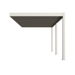 Pergola adossée en alu beige sable avec lames orientable 3x6m Ombrea