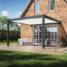 Pergola adossée en alu anthracite avec lames blanches 4x4m Ombrea