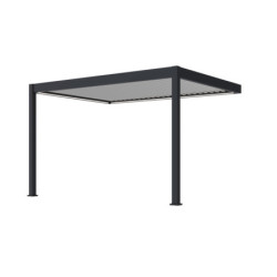 Pergola adossée motorisée en alu gris/blanc avec lames 3x4m Ombrea