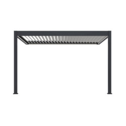 Pergola adossée motorisée en alu gris/blanc avec lames 3x4m Ombrea