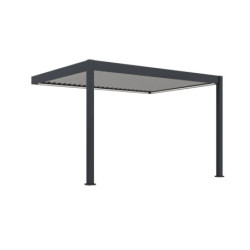 Pergola adossée motorisée en alu gris/blanc avec lames 3x4m Ombrea