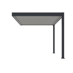 Pergola adossée motorisée en alu gris/blanc avec lames 3x4m Ombrea