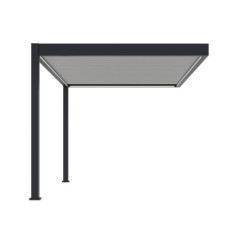 Pergola adossée motorisée en alu gris/blanc avec lames 3x4m Ombrea