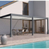 Pergola adossée motorisée en alu gris/blanc avec lames 3x6m Ombrea