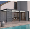 Pergola adossée motorisée en alu gris/blanc avec lames 3x6m Ombrea