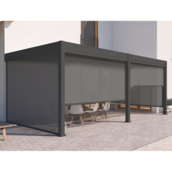 Pergola adossée motorisée en alu gris/blanc avec lames 3x6m Ombrea