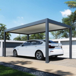 Carport 3x5m en aluminium gris et toit en acier - Ombrea