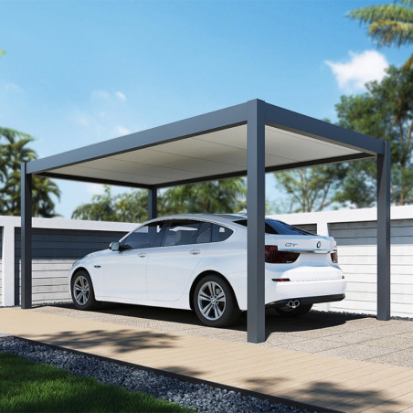 Carport 3x5m en aluminium gris et toit en acier - Ombrea