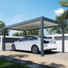 Carport 3x5m en aluminium gris et toit en acier - Ombrea