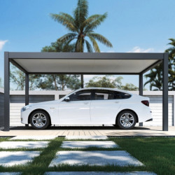 Carport 3x5m en aluminium gris et toit en acier - Ombrea