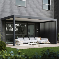 Carport 3x5m en aluminium gris et toit en acier - Ombrea