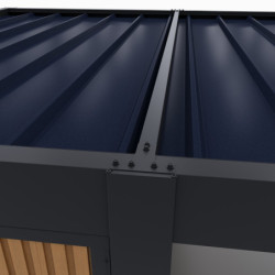 Carport 3x5m en alu gris et toit en acier - espace de rangement 6m²