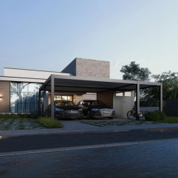 Carport 6x5m en aluminium gris et toit en acier - abri de 6m² - Ombrea