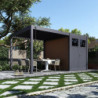 Pergola autoportante 9m² en alu gris avec abri de stockage 6m² - Ombrea