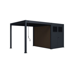 Pergola autoportante 9m² en alu gris avec abri de stockage 6m² - Ombrea