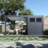 Pergola 9m² en alu gris - blanc avec abri de stockage 6m² - Ombrea