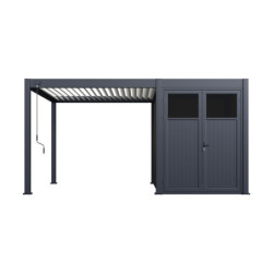 Pergola 9m² en alu gris - blanc avec abri de stockage 6m² - Ombrea