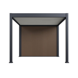 Pergola 9m² en alu gris - blanc avec abri de stockage 6m² - Ombrea