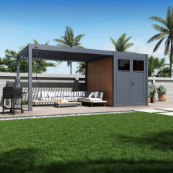 Pergola autoportante en alu gris avec 3x4m - abri 6m² - Ombrea