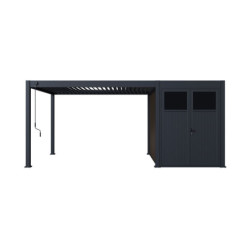 Pergola autoportante en alu gris avec 3x4m - abri 6m² - Ombrea