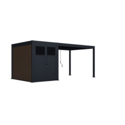 Pergola autoportante en alu gris avec 3x4m - abri 6m² - Ombrea