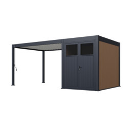 Pergola autoportante en alu gris - blanc avec 3x4m - abri 6m² - Ombrea