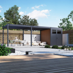 Pergola autoportante 3x6m en alu gris avec abri 6m² -  mbrea