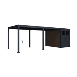Pergola autoportante 3x6m en alu gris avec abri 6m² -  mbrea