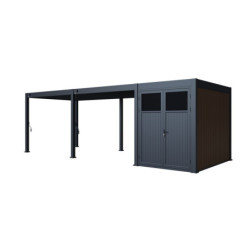 Pergola autoportante 3x6m en alu gris avec abri 6m² -  mbrea