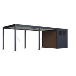 Pergola autoportante 3x6m en alu gris et blanc avec abri 6m² -  mbrea