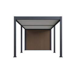 Pergola autoportante 3x6m en alu gris et blanc avec abri 6m² -  mbrea