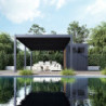 Pergola autoportante 4x6m en alu gris avec abri 6m² - Ombrea