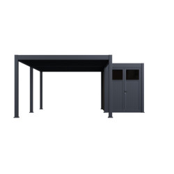 Pergola autoportante 4x6m en alu gris avec abri 6m² - Ombrea