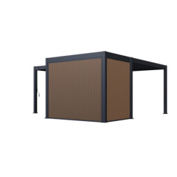 Pergola autoportante 4x6m en alu gris avec abri 6m² - Ombrea
