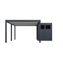 Pergola autoportante 4x6m en alu gris et blanc avec abri 6m² - Ombrea
