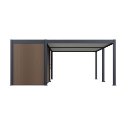 Pergola autoportante 4x6m en alu gris et blanc avec abri 6m² - Ombrea