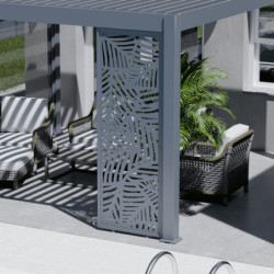 Panneau fixe 1m en aluminium avec motif à feuilles - gris - Ombrea