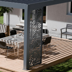 Panneau fixe 1m en aluminium avec motif à feuilles - gris - Ombrea