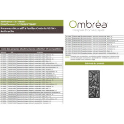 Panneau fixe 1m en aluminium avec motif à feuilles - gris - Ombrea