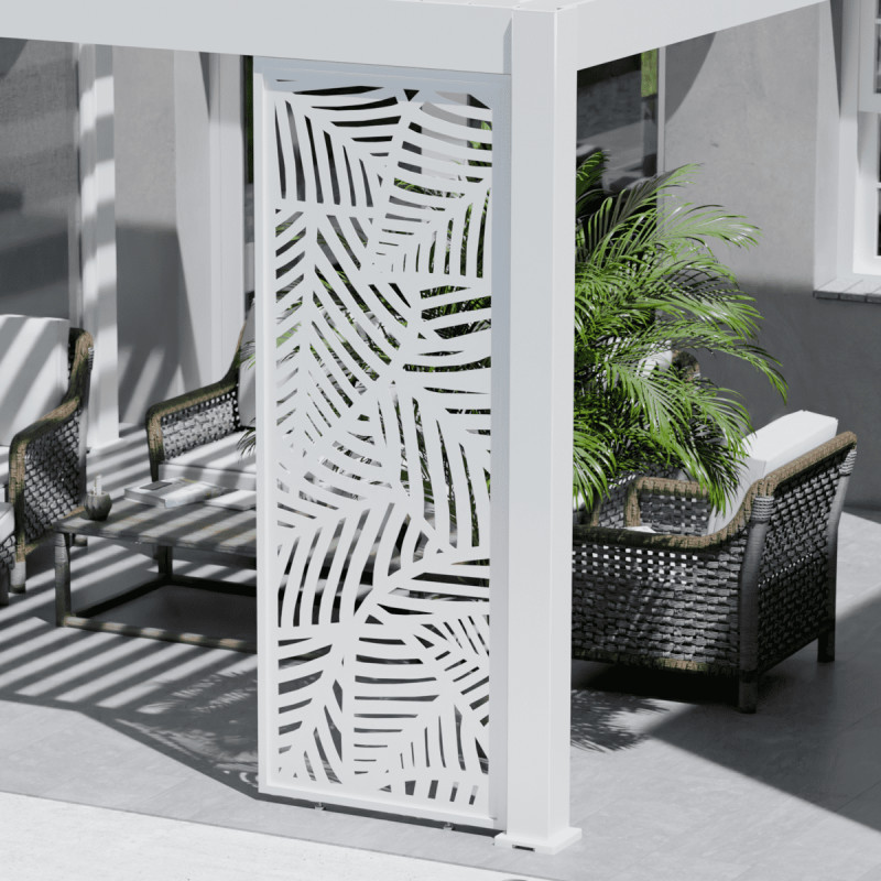Panneau fixe 1m en aluminium avec motif à feuilles - blanc - Ombrea