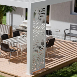 Panneau fixe 1m en aluminium avec motif à feuilles - blanc - Ombrea