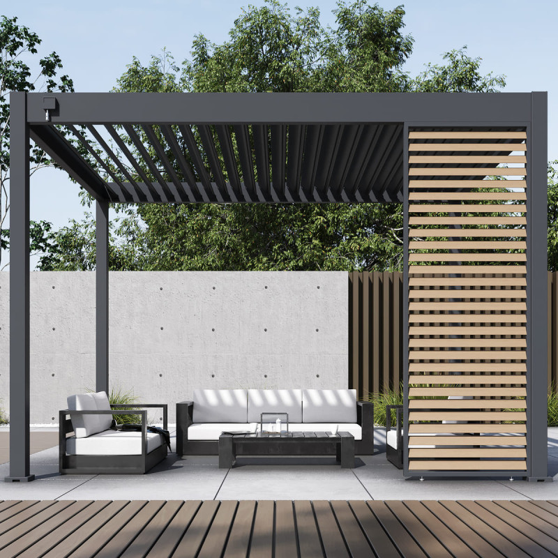 Panneau latéral - effet bois naturel - Ombrea à ventelles 1m